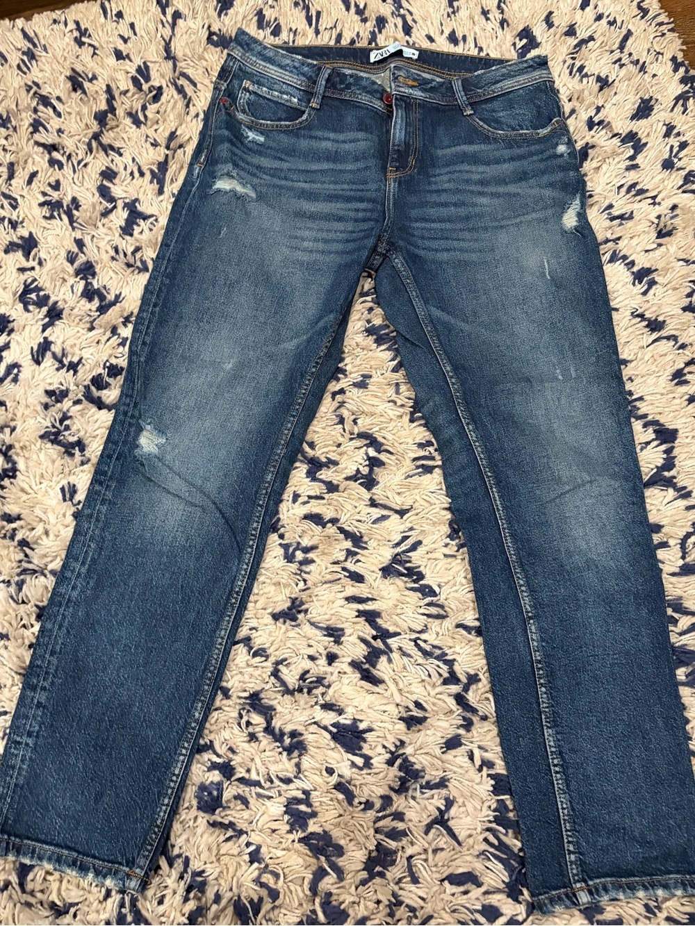 Zara Blue Skinny Distressed Jeans women’s size 6